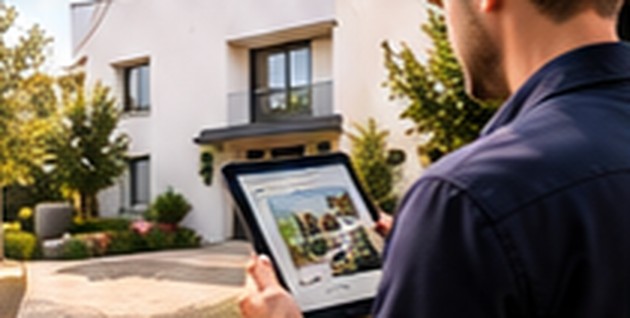Conseiller en visite à domicile avec une tablette